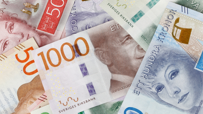 En samling svenska sedlar