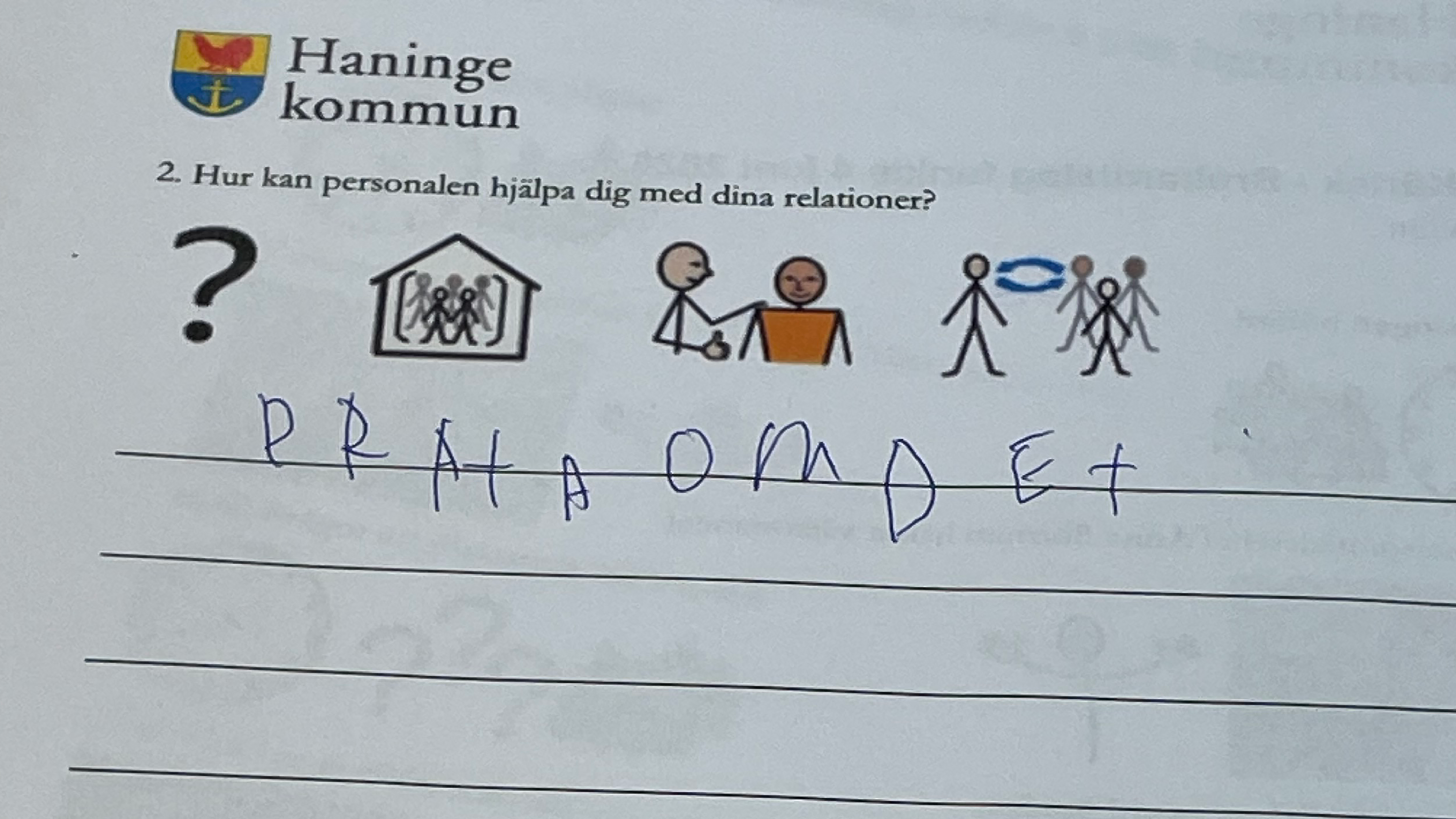 Meningen prata om det skrivet på ett papper