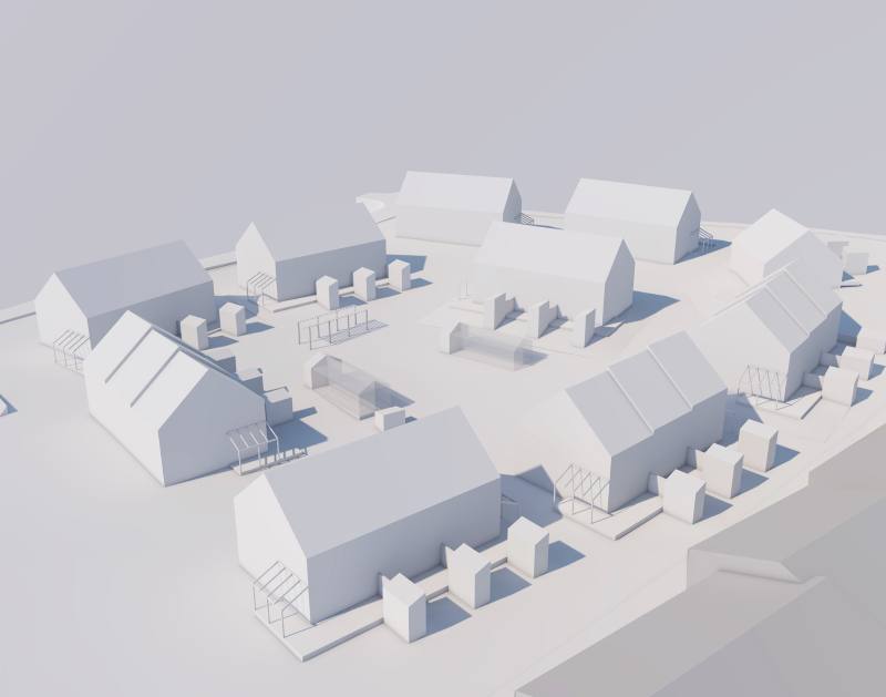 Modell över området, sett från luften.