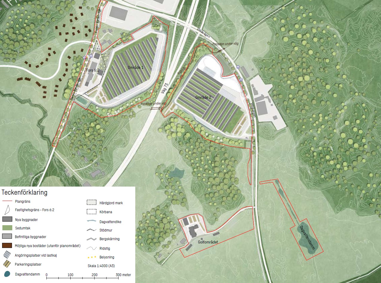 Bild som föreställer illustrationsplan över området Fors