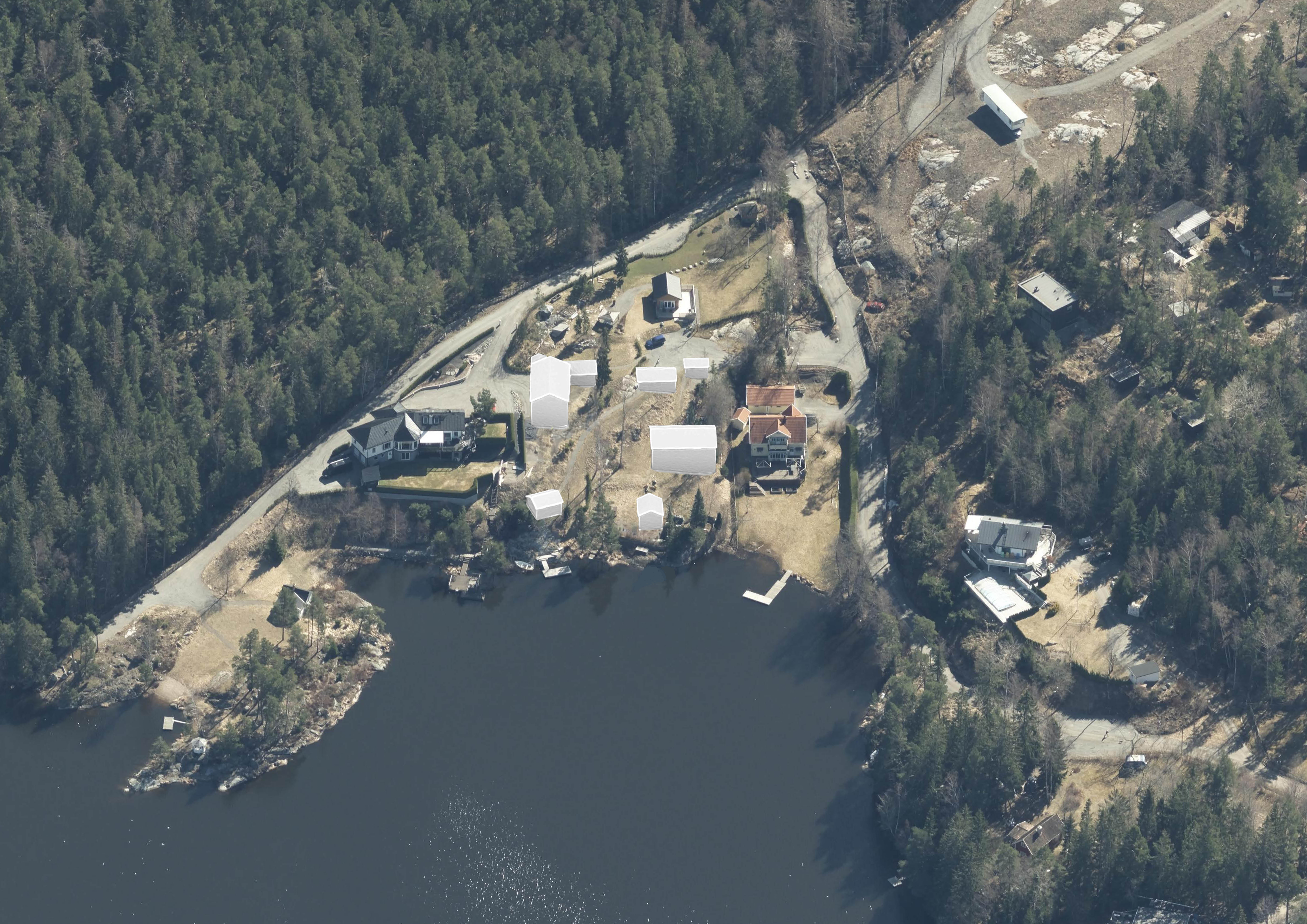 Fotomontage som visar den största möjliga mängden bebyggelse som kan tillåtas inom planområdet. 